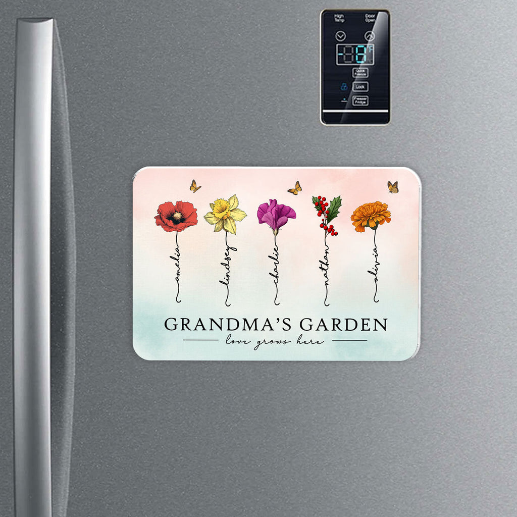 Grandma¡®s Garden Beautiful Birth Month Flowers Gift For Grandma Mom Personalized Acrylic Fridge Magnet