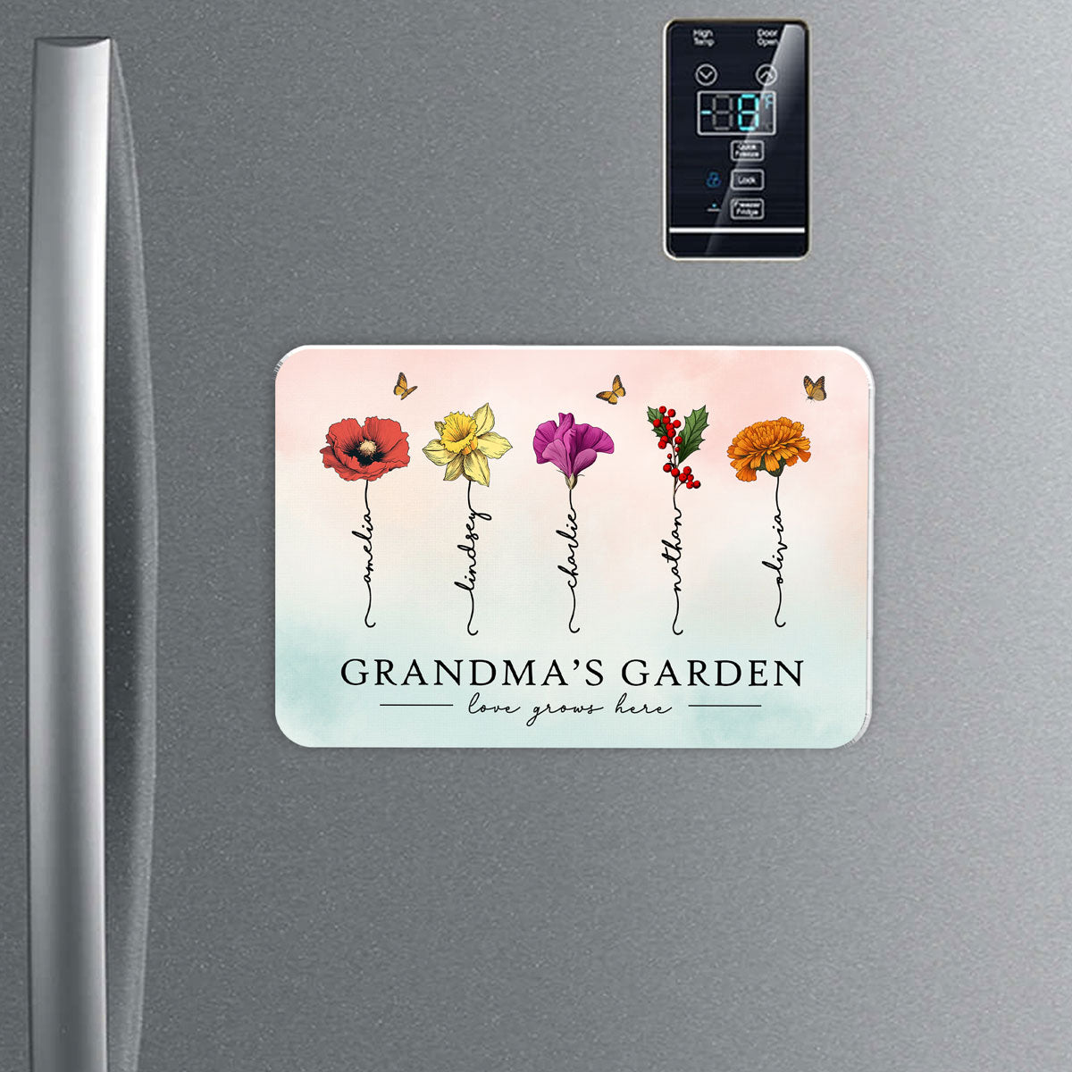 Grandma¡®s Garden Beautiful Birth Month Flowers Gift For Grandma Mom Personalized Acrylic Fridge Magnet