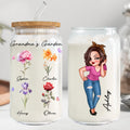 Grandma¡®s Garden Beautiful Birth Month Flowers Mother¡®s Day Birthday Gift For Grandma Mom Personalized Clear Glass Can