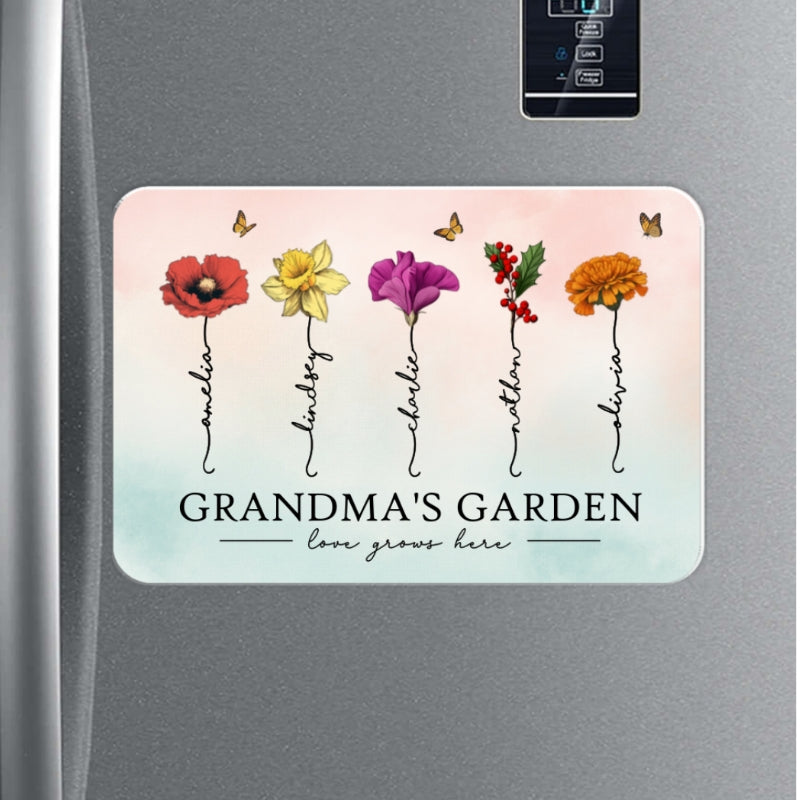 Grandma¡®s Garden Beautiful Birth Month Flowers Gift For Grandma Mom Personalized Acrylic Fridge Magnet