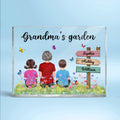 Grandma¡®s Garden Back View Woman & Kids Names On Sign Personalized Horizontal Rectangle Acrylic Plaque