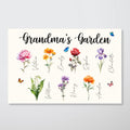 Grandma¡®s Garden Beautiful Birth Month Flower With Names Personalized Horizontal Poster