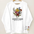 Grandma¡®s Garden Beautiful Vintage Birth Month Flowers Bouquet Personalized Sleeve Printed Sweatshirt